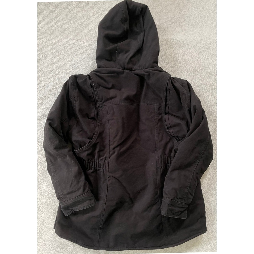 Berne Womens Large Hooded Work Jacket Black Quilted Lined Canvas Utility WCH63BK - Picture 14 of 16